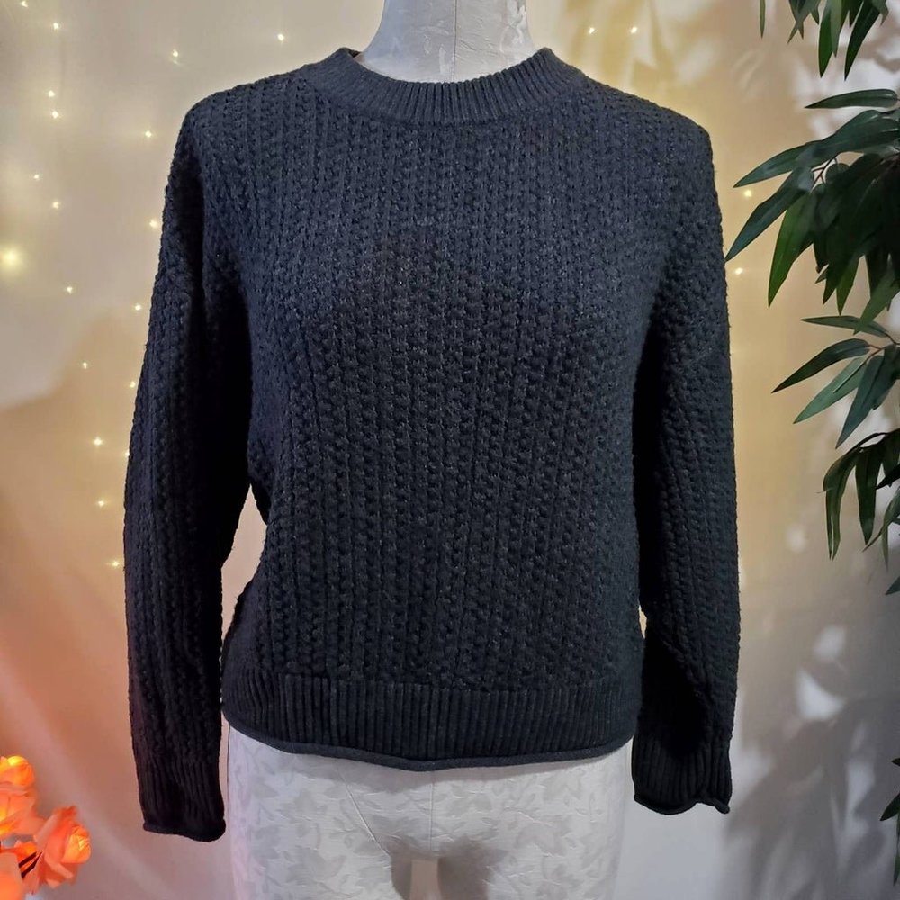 Universal Thread Women's S Knit Dolman Sleeve Gray Chunky Crewneck Sweater
